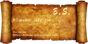 Blander Sára névjegykártya